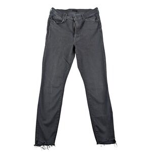MOTHER Stunner Zip Ankle Step Fray Jeans "Not Guilty" Charcoal Wash Women's 30